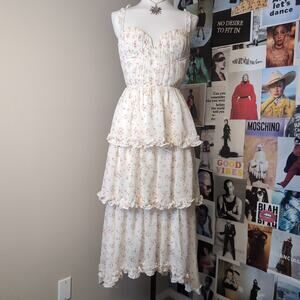 Floral White Ruffle Cottage Dress